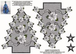 3D Christmas Tree - Silver Poinsettias