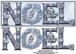Silver Sparkle Noel Large Dl Card Front with Decoupage