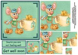 Souris You Are Not Feeling Well 6x6 Card Front with Pyramid