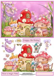 Fairy and Elf Village Card Front with Decoupage