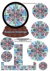 Stained Glass Snowflake Snow Globe Plate Sheet