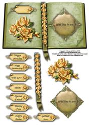 Yellow Roses Book Topper with Decoupage