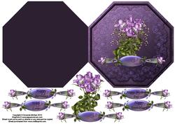 Lavender Roses Octagonal Quick Card with Decoupage