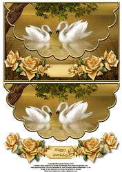 Swans and Roses Envelope Card with Decoupage