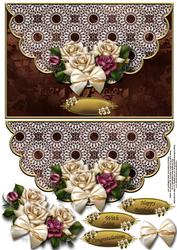 Roses and Lace Envelope Card with Decoupage