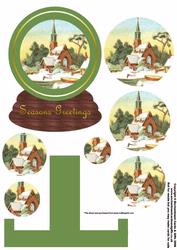 Christmas Church Scene Snow Globe Plate Sheet
