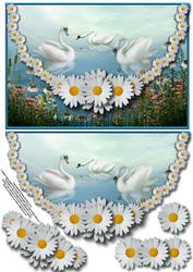 Swans and Daisies Envelope Card with Decoupage