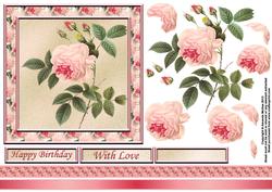 Tea Rose 6x6 Card Front with Decoupage