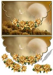 Flying Swan and Roses Envelope Card with Decoupage