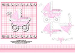 Pretty Pink Pram Baby Girl 6x6 Square Card Front