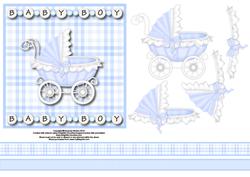 Beautiful Blue Pram Baby Boy 6x6 Square Card Front