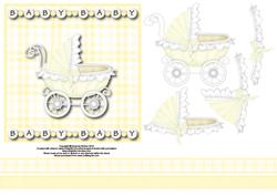 Lovely Lemon Baby Pram 6x6 Square Card Front