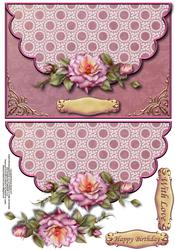Lilac Roses Envelope Card Wtih Decoupage