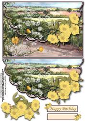 Pretty Hedgerow Envelope Card with Decoupage