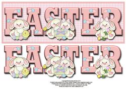 Ruby and Roscoe Easter Large Dl Card Front with Decoupage