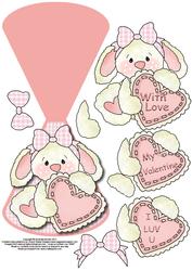 Ruby Loves You Wobble Card with Decoupage