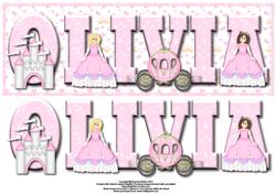 Pretty Princess Olivia Large Dl Name Card with Decouapge