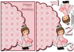 Little Girl in Pink Envelope Card with Decoupage