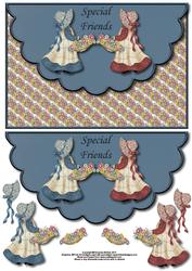 Sunbonnet Friends Envelope Card with Decoupage