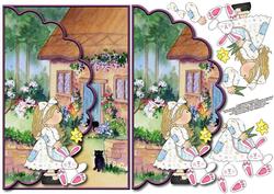 Visting Granny at Easter Envelope Card with Decoupage