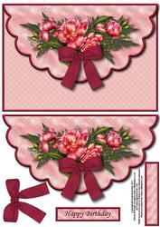 Pink Roses Envelope Card with Decoupage