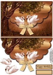 Sunset Swans Envelope Card with Decoupage