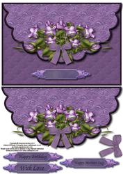 Lavendar Roses Envelope Card with Decouapge