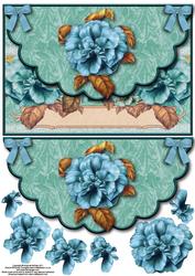 Blue Flower Envelope Card with Decoupage