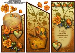 Orange Flowers Cascade Sheet with Decoupage