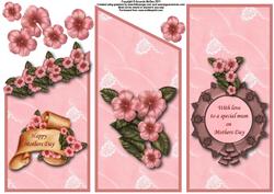 Pretty Pink Flowers Cascade Sheet with Decoup - Mothers Day