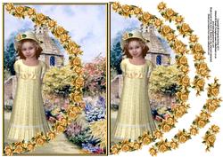 Girl at Dovecote Envelope Card with Decoupage