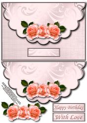 Peach Roses Envelope Card with Decoupage