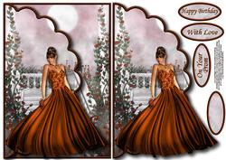 Girl in Prom Dress Envelope Card - Sheet 1 of 2