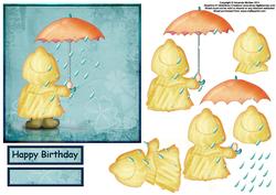 Raindrops 6x6 Card Front with Decoupage