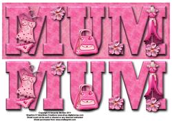 Pretty Pink Mum Large Dl Card Front with Decoupage