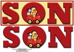 Firetruck Son Large Dl Card Front with Decoupage