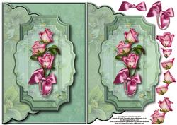 Pink and Green Elegance Envelope Card with Decoupage