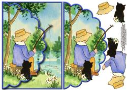 Gone Fishin Envelope Card with Decoupage