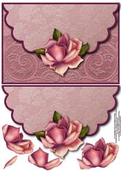 Damask Rose Envelope Card with Decoupage