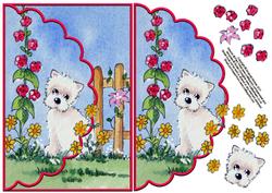 Westie in the Flowers Envelope Card with Decoupage