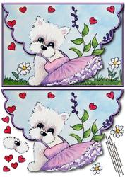 Ballerina Westie Envelope Card with Decoupage