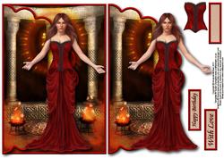 Gothic Beauty in Red Envelope Card