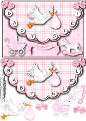 Special Delivery Baby Girl Envelope Card with Decoupage
