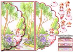 Walking Through a Stream Envelope Card with Decoupage