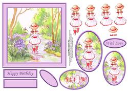 Walking Through a Stream 6x6 Card Front with Decoupage