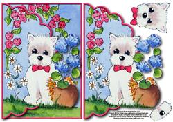 Westie in the Flowers Envelope Card with Decoupage