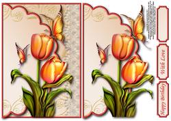 Tulips and Butterflies Envelope Card with Decoupage