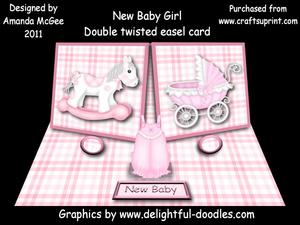 New Baby Girl Double Twisted Easel Card with Stand Up