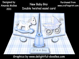 New Baby Boy Double Twisted Easel Card with Stand Up Element