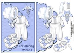 Baby Boy Christening Envelope Card with Decoupage